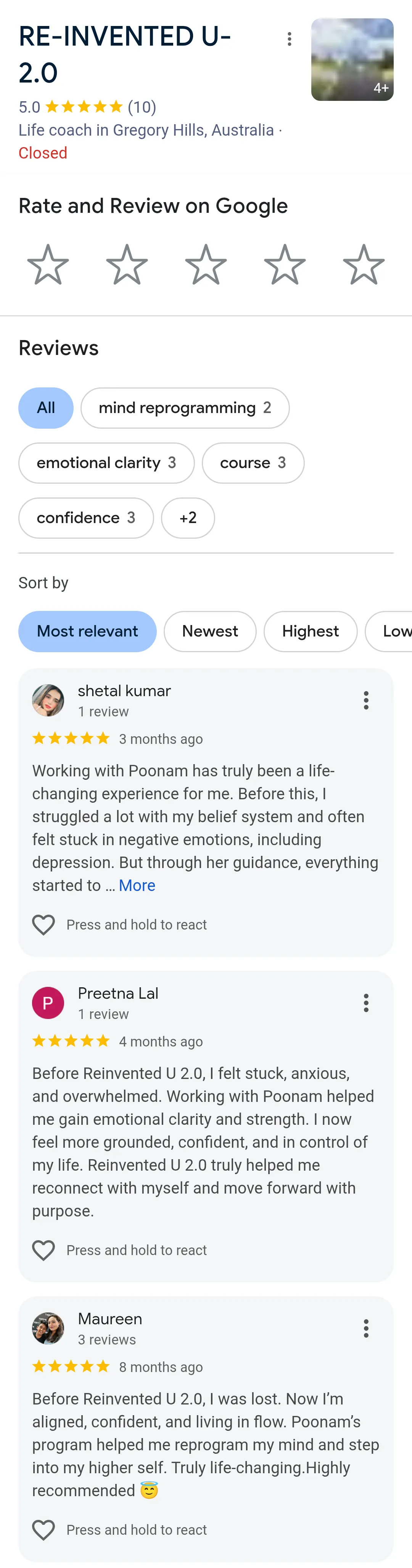 Client reviews and testimonials